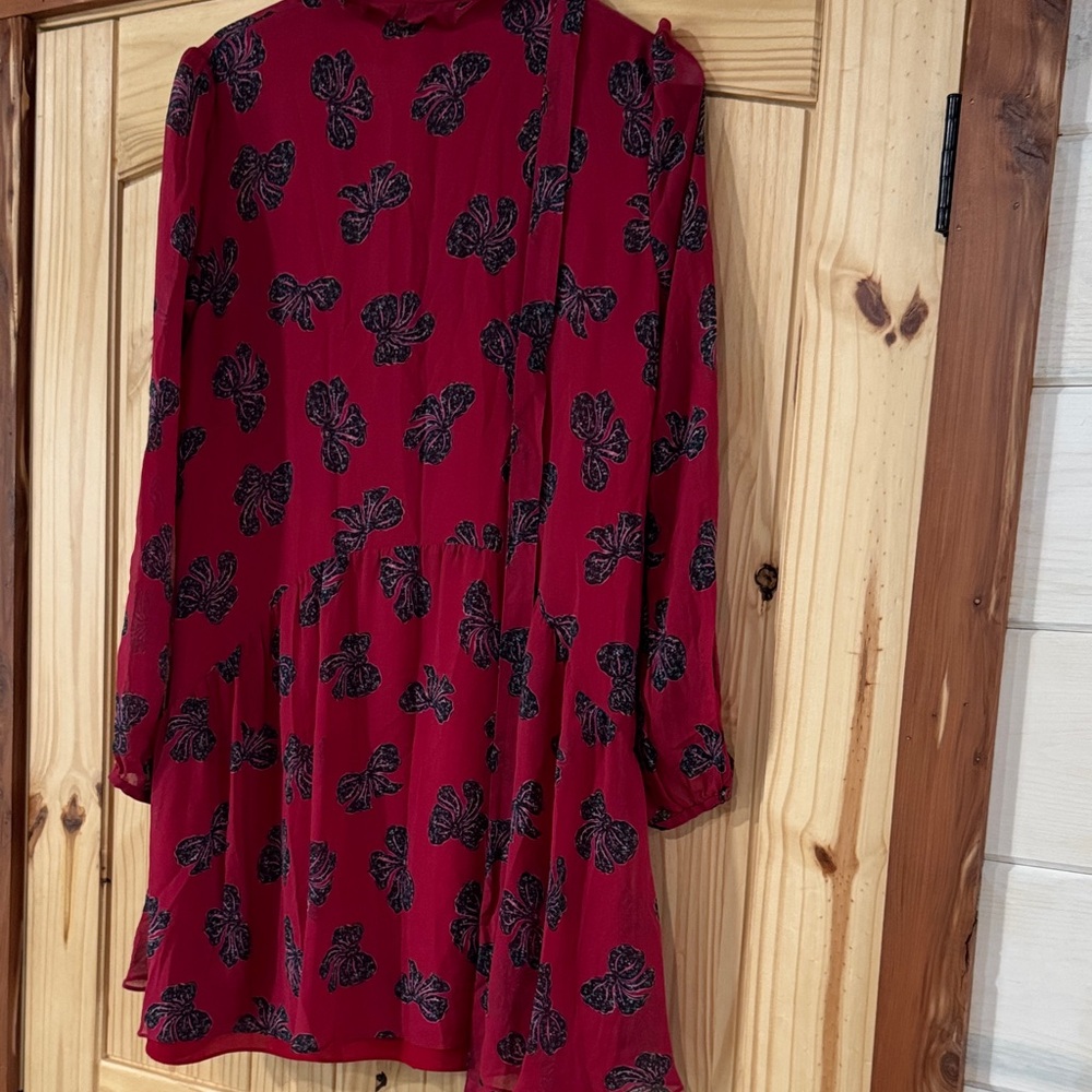 Saloni cherry Ribbon Ruffle Dress size medium - Picture 2 of 5